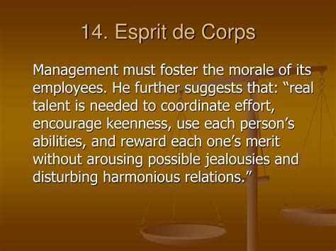 esprit de corps means in management